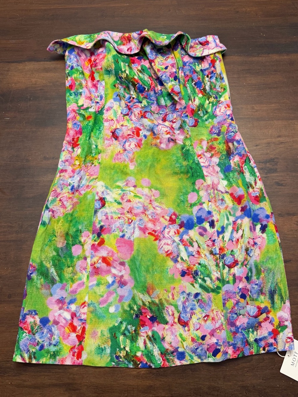 MOTF Strapless Floral Ruffle Mini Dress - Green, Pink, Blue